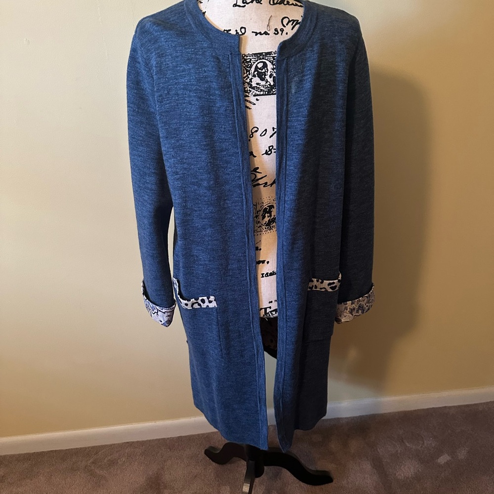 Chico's Blue Open Front Cardigan